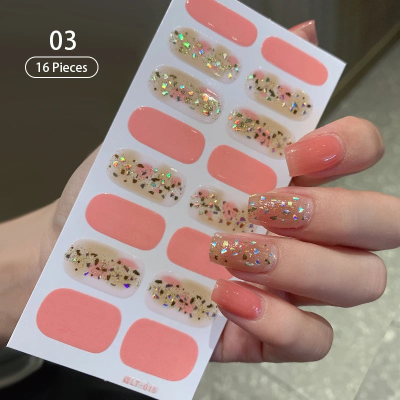 Pink Nude Full Cover Nail Stickers – Gradient Self-Adhesive Nail Wraps