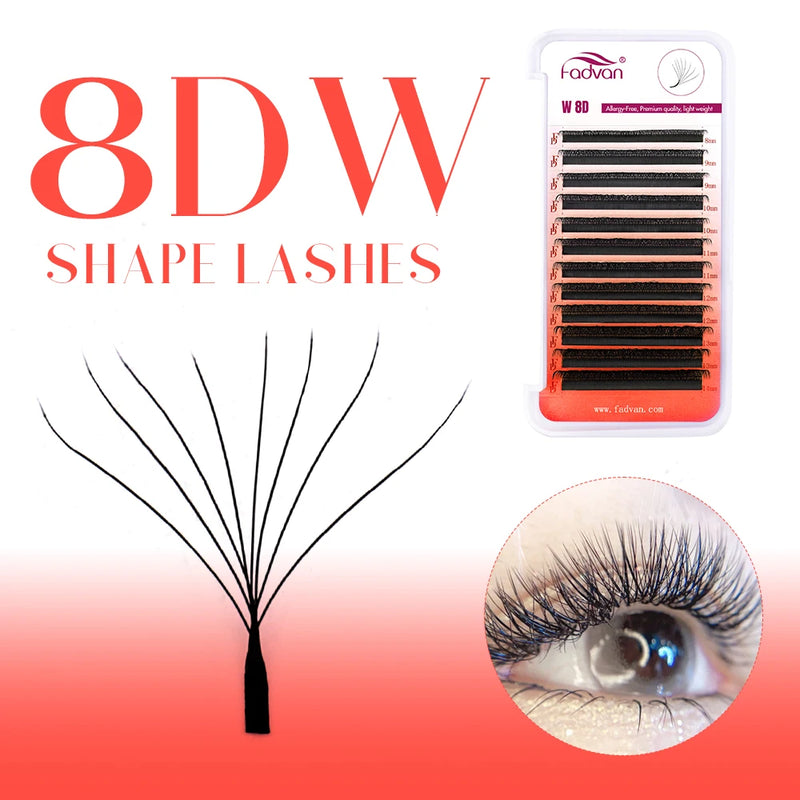 FADVAN W-Shaped Premade Volume Fans – 2D to 8D Faux Mink Eyelash Extensions