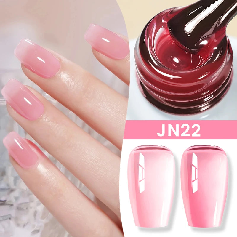 BORN PRETTY Jelly Nude Gel Nail Polish 10ml - Light Pink Peach Translucent UV Gel Varnish