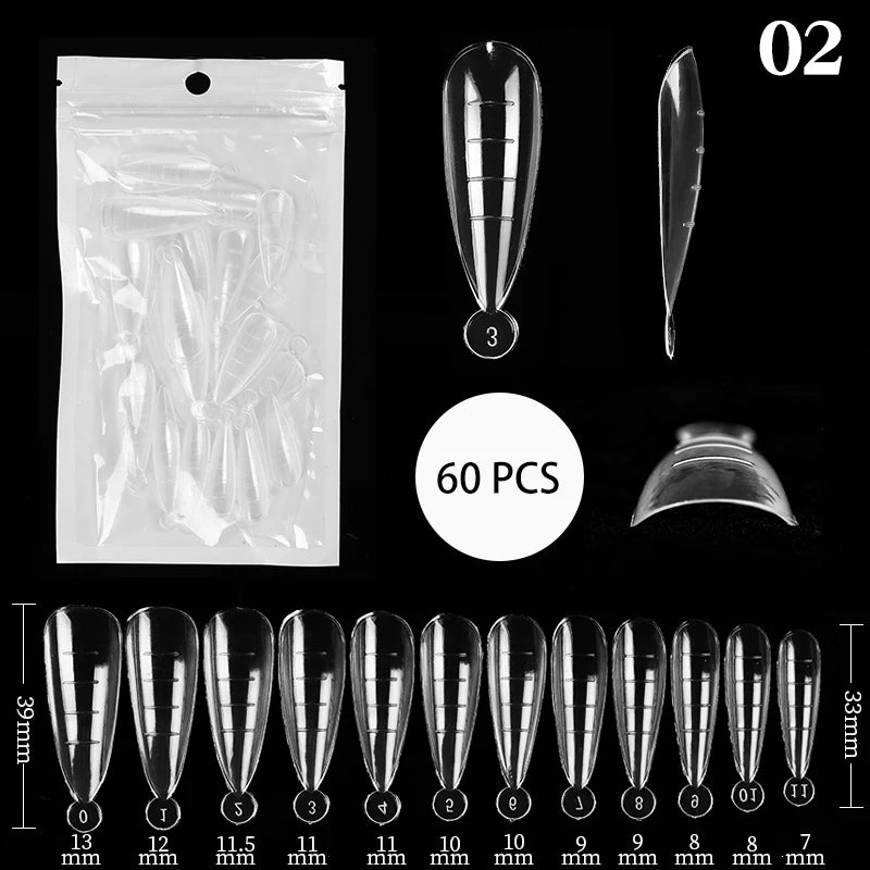 60Pcs Dual Nail Forms – Short Almond Acrylic Extension Tips for Quick DIY Nail Art