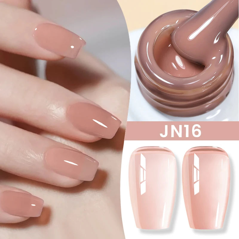 BORN PRETTY Jelly Nude Gel Nail Polish 10ml - Light Pink Peach Translucent UV Gel Varnish