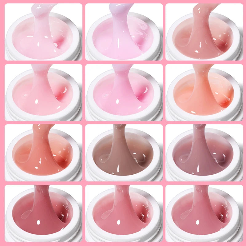 15ml Extension Gel Hard Jelly Nail Gel Clear Nude Pink French Finger Self Leveling Soak Off UV