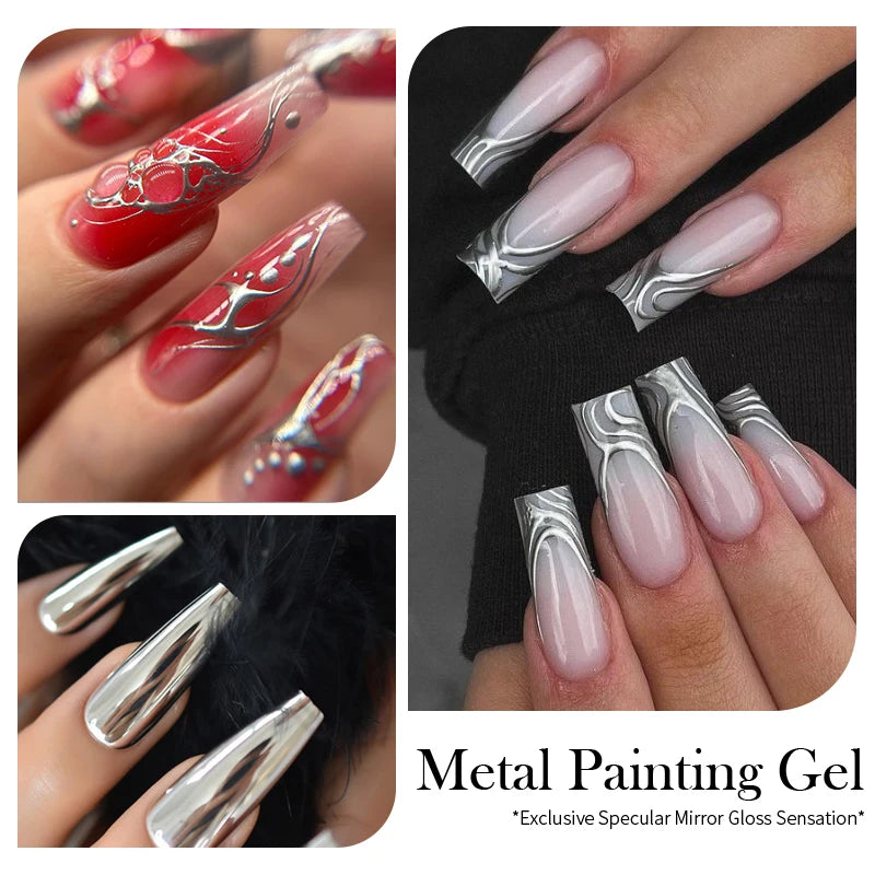 BORN PRETTY Metallic Painting Gel Polish – Gold & Silver Mirror Effect and other Colours