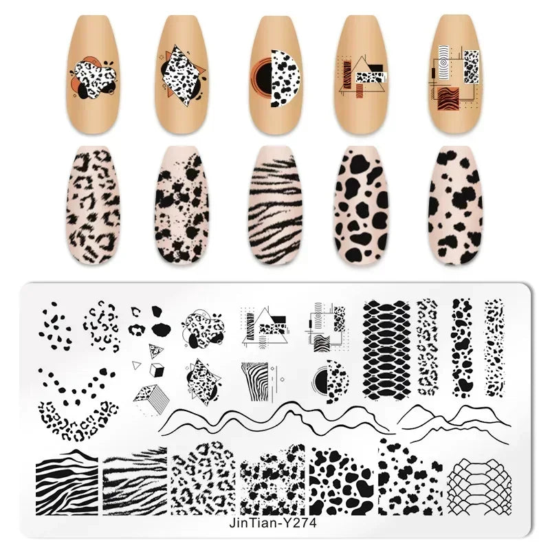 Nail Stamping Plates – Animal Prints, Letters, Hearts, Flowers & More – Stencil for Nail Art Designs