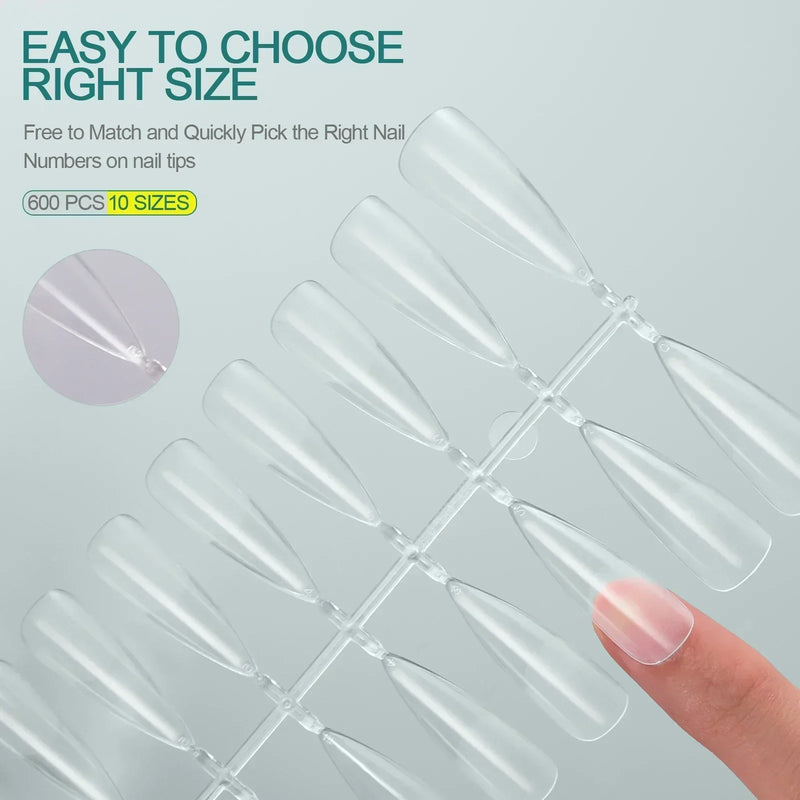 Nailpop 120pcs Soft Gel Nail Tips – Short Almond, Coffin & Square Shapes