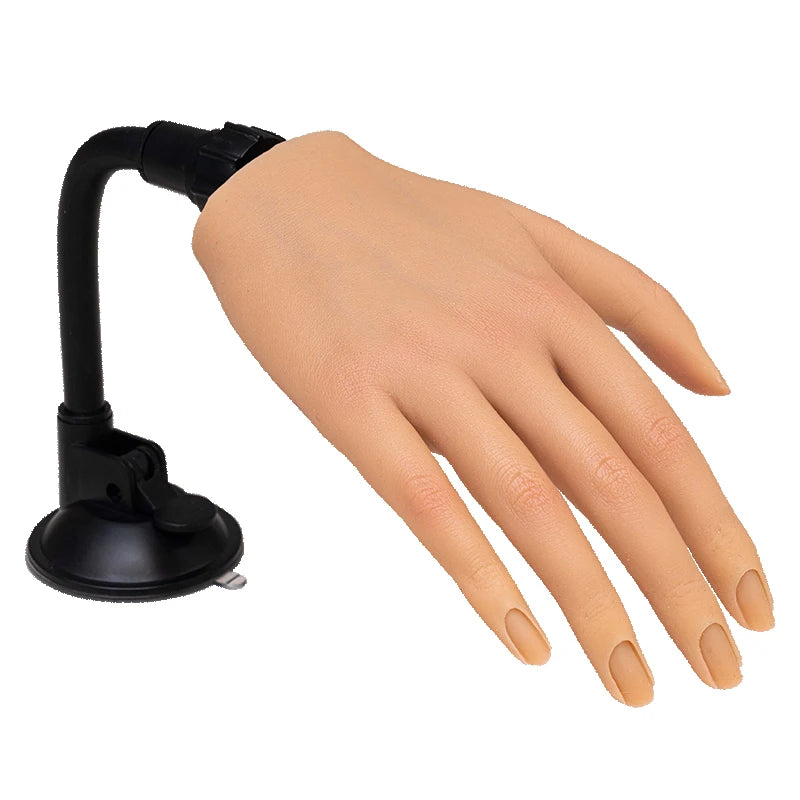 Silicone Nail Practice Hand with Stand – Realistic Fake Hand Model for Acrylic & Gel Nail Training