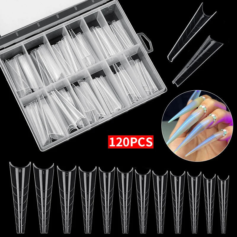 MISSCHEERING 120Pcs Transparent Fake Nails – Full Coverage Acrylic French Nail Tips