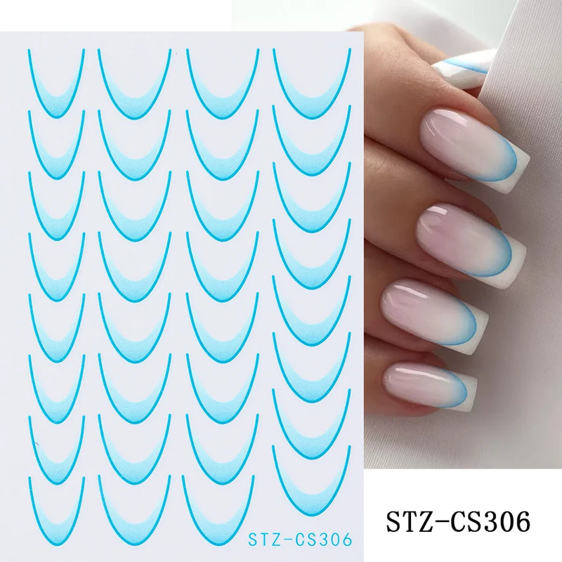 3D Gradient French Line Nail Stickers – Elegant DIY Nail Art Decals for French Tips & More