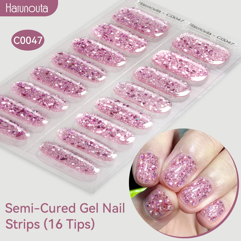 Gradient Auroras Semi-Cured Gel Nail Strips – Sparkly Gel Stickers for UV/LED Nail Lamps