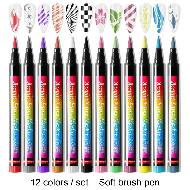 Waterproof Nail Art Drawing Pens – Acrylic Liner for DIY 3D Designs, Fine Patterns & Graffiti