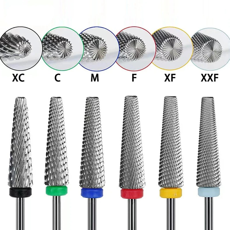 5 In 1 Bits Extra Long Tungsten Steel Nail Drill Bits Milling Cutter For Nail Polish Glue UV Gel