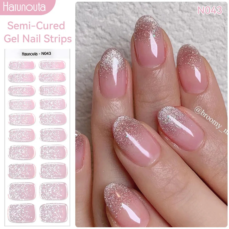 Harunouta Milky Jelly White Semi-Cured Gel Nail Wraps – 20 Tips