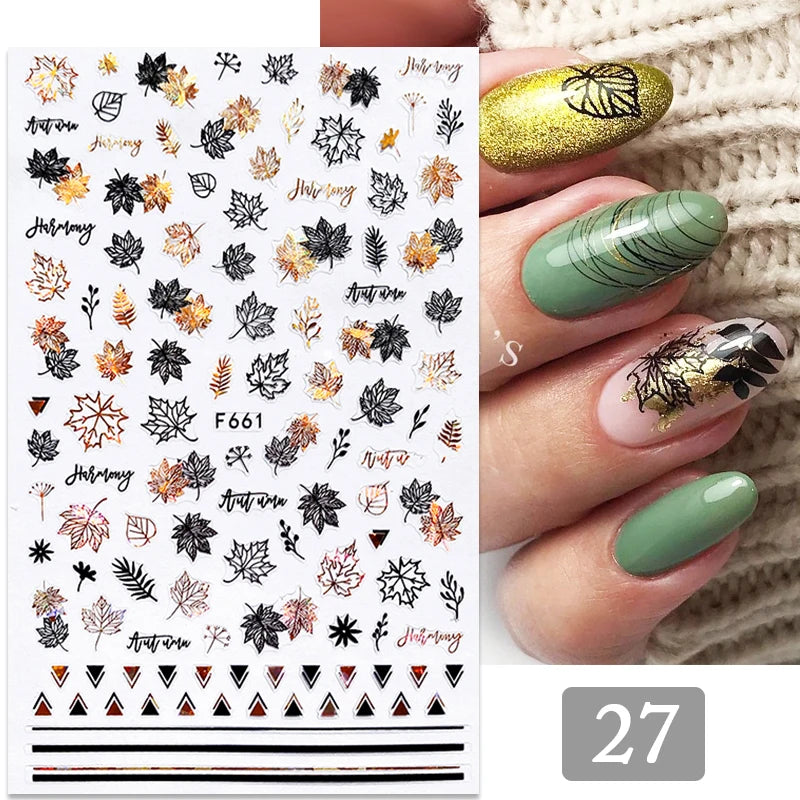 3D Fashion Poster Portrait Flower Nail Art Stickers – DIY Nail Decals