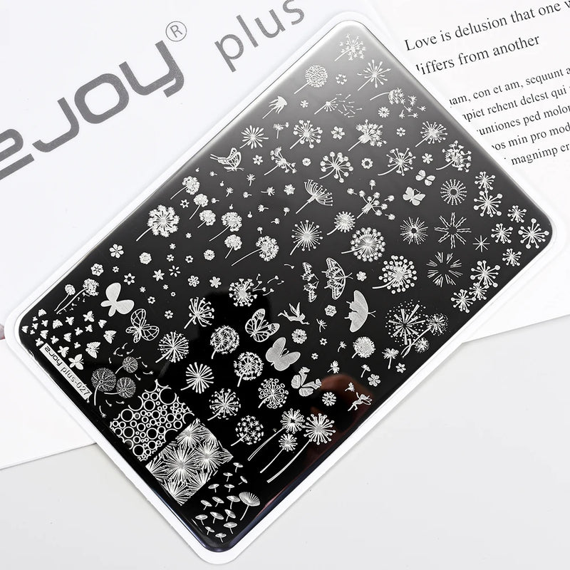 14.5x9.5cm French Snowflakes Nail Stamping Plate – Stainless Steel Nail Art Design Template Tool