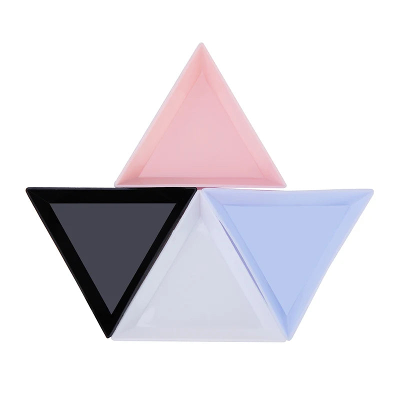 Triangle Plastic Plate for Nail Jewelry, Beads Organizer, Rhinestone Diamond Storage, Display Tray