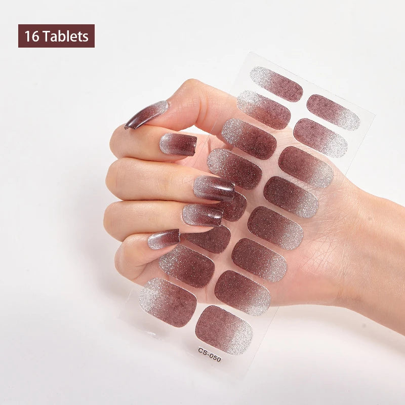 Pink Nude Full Cover Nail Stickers – Gradient Self-Adhesive Nail Wraps