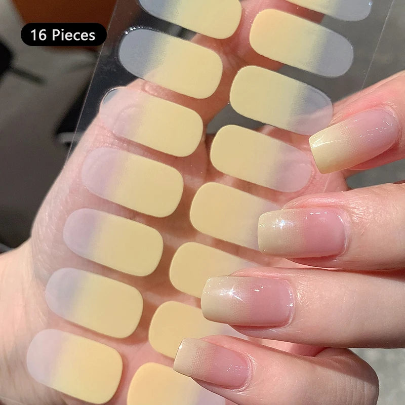 Pink Nude Full Cover Nail Stickers – Gradient Self-Adhesive Nail Wraps