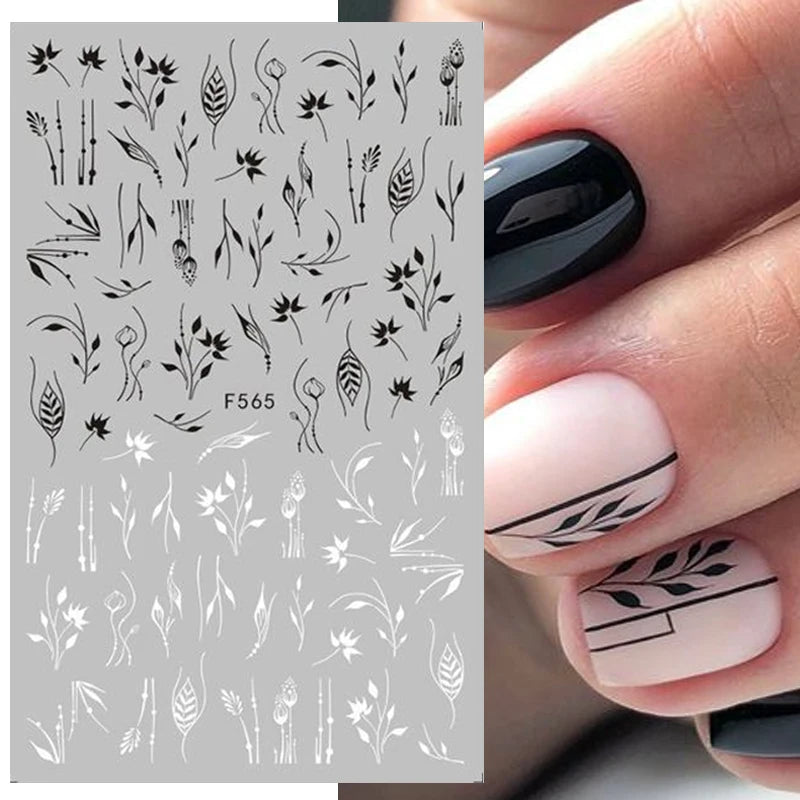 3D Fashion Poster Portrait Flower Nail Art Stickers – DIY Nail Decals