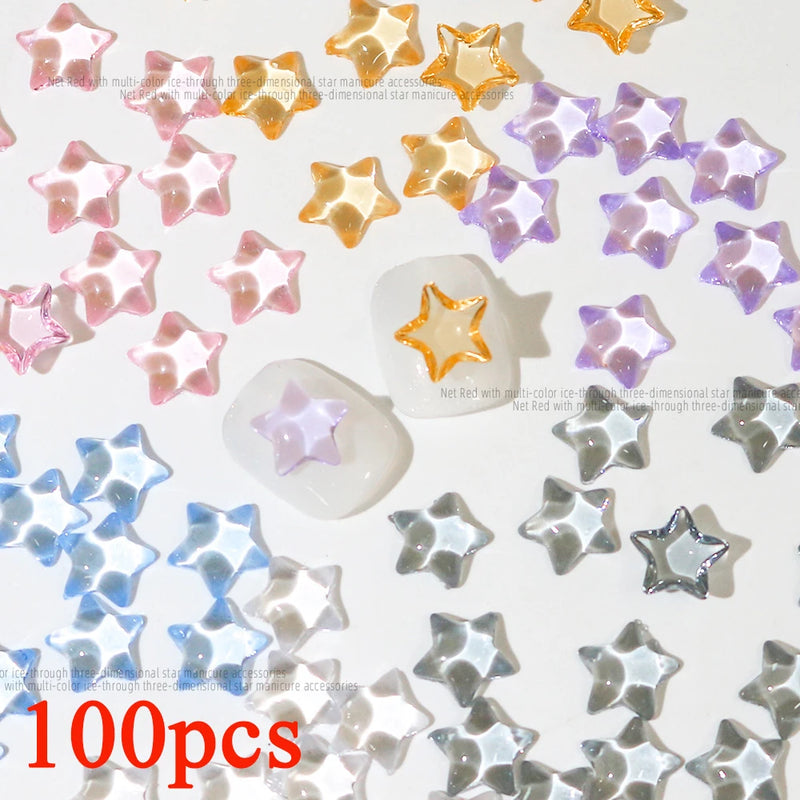 600PCS Nail Charms – Mix Flower, Heart, Bear, Bow Resin Rhinestones for Nail Art