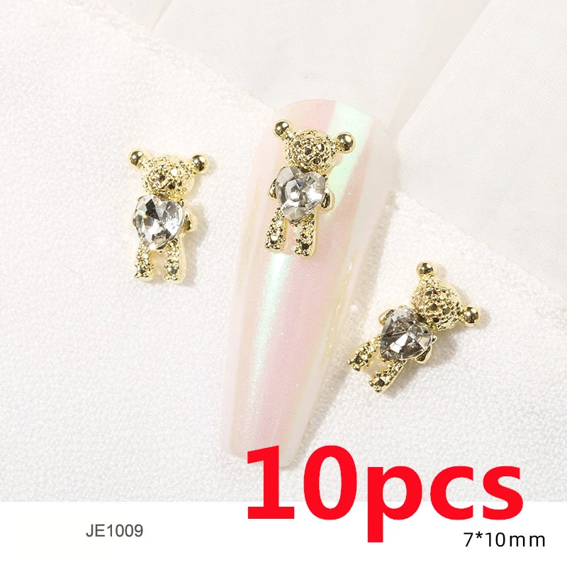 1 Bag Random Luxury Nail Art Dangle Jewelry  (Heart Bowknot)  Mixed Style 3D Nail Art Charms Tassel