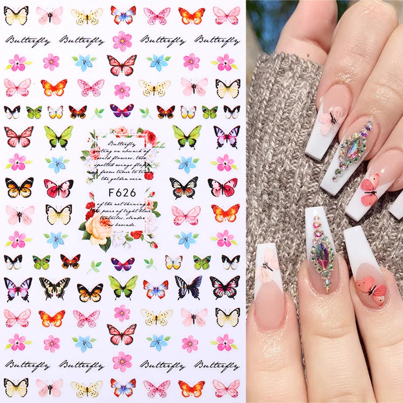 3D Fashion Poster Portrait Flower Nail Art Stickers – DIY Nail Decals