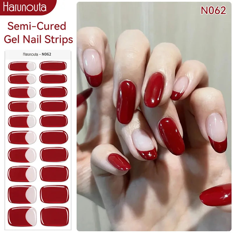 Harunouta Milky Jelly White Semi-Cured Gel Nail Wraps – 20 Tips