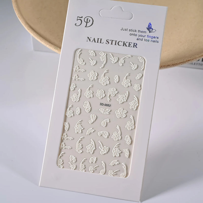 PC 3D Macaron Flower/Fruit Nail Charms Sticker - Embossed Designs Slider Decals