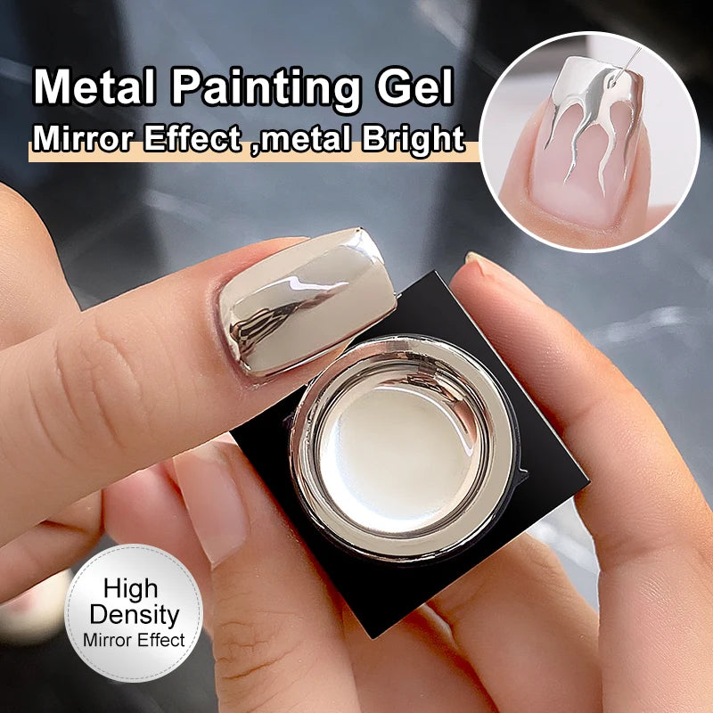 AS 5ml Silver Metallic Painting Liner Gel Polish – Super Bright Mirror Gel for French Nails