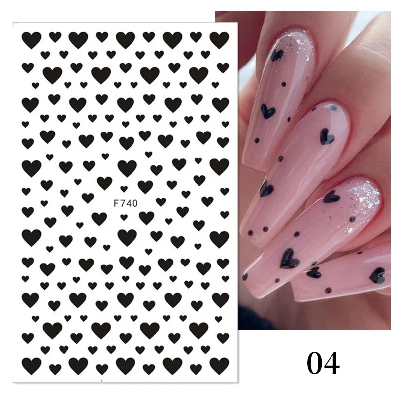 3D Fashion Poster Portrait Flower Nail Art Stickers – DIY Nail Decals