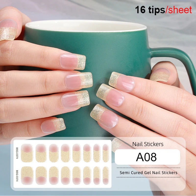 Harunouta Milky Jelly White Semi-Cured Gel Nail Wraps – 20 Tips