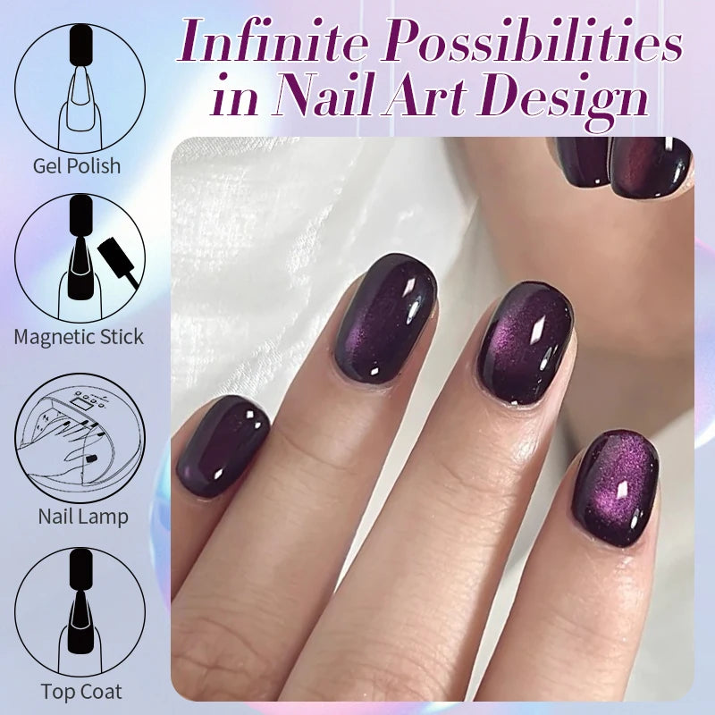 BORN PRETTY 10ml Purple Water Light Cat Magnetic Gel Polish – Soak Off UV LED Varnish