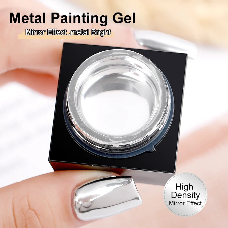 AS 5ml Silver Metallic Painting Liner Gel Polish – Super Bright Mirror Gel for French Nails