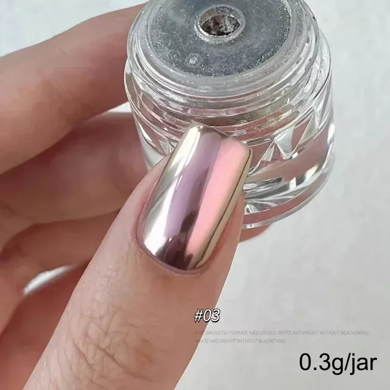 Mirror Nail Glitter Powder – Chrome, Cat Eye, Aurora Effect for Shiny Nail Art Decoration