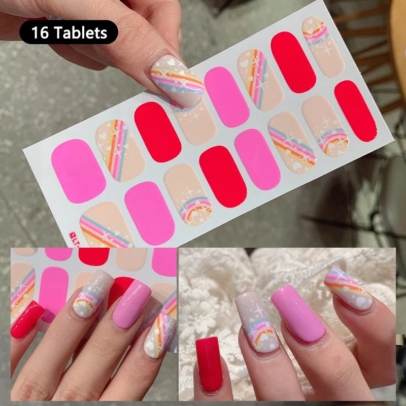 Pink Nude Full Cover Nail Stickers – Gradient Self-Adhesive Nail Wraps