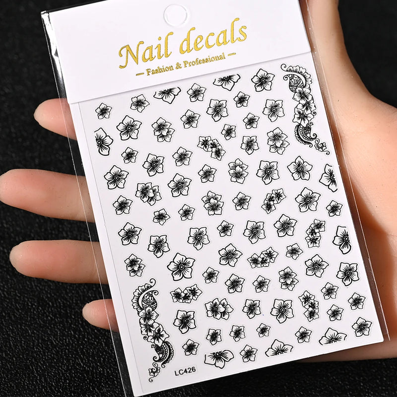 3D Gold Sun/Moon/Star Bronzing Nail Art Stickers – Gold & Silver Self-Adhesive Decals