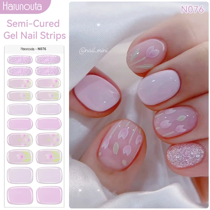 Harunouta Milky Jelly White Semi-Cured Gel Nail Wraps – 20 Tips