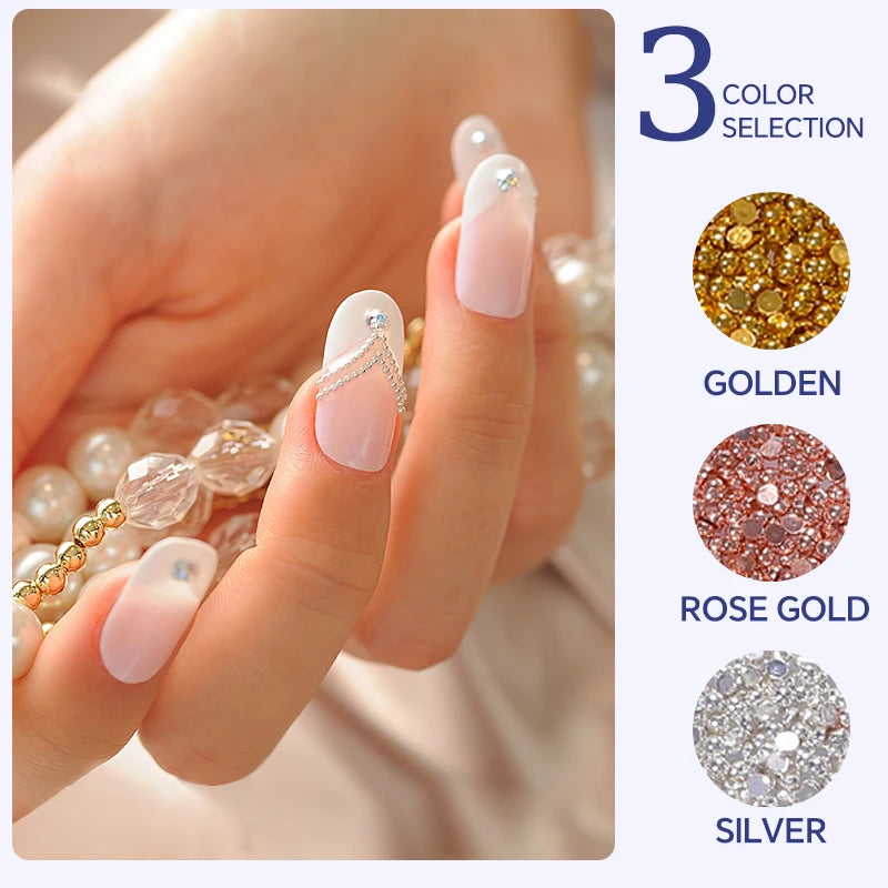 3g Nail Art Mini Stainless Steel Metal Bead Grey Rose Gold Small Micro Caviar Nails Beads 3D Deco