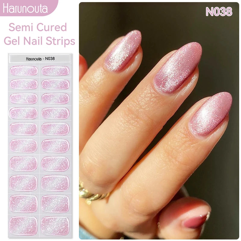 Harunouta Milky Jelly White Semi-Cured Gel Nail Wraps – 20 Tips