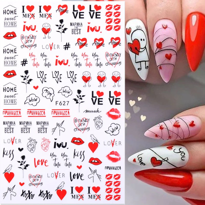 3D Fashion Poster Portrait Flower Nail Art Stickers – DIY Nail Decals