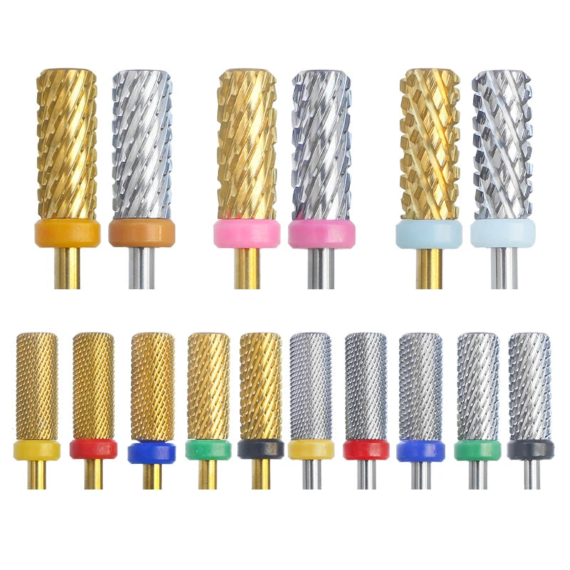 Small Barrel Gold Tungsten Carbide Nail Drill Bits Left Right Hand Reversed Grinding Head Milling