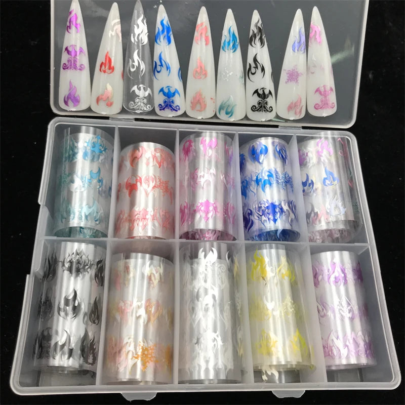 New Flower Nail Foils for Transfer Paper Stickers Floral Adhesive Fruit Nails Wraps Fish DIY Water