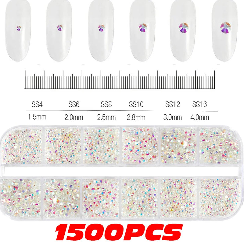 10,000PCS Mini Nail Rhinestones – Mixed Colours Glitter Crystal Stones Flatback Nail Charms