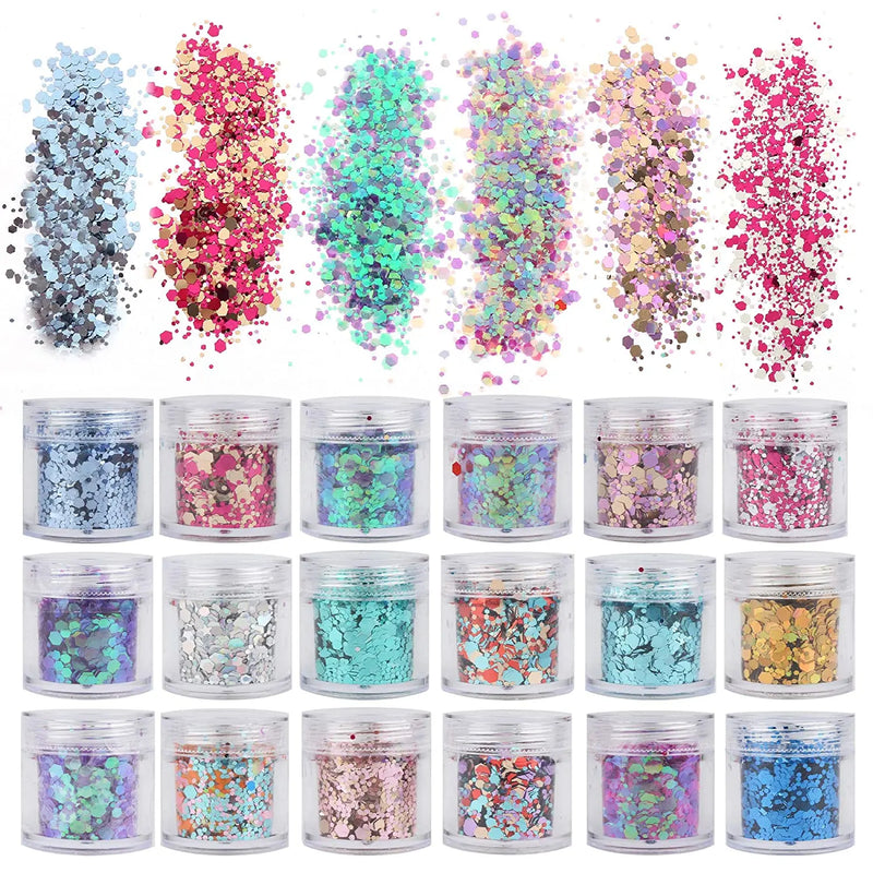 Holographic Glitter set 4 different shines Nail Sequins 10 grams each jar Holographic Cosmetic