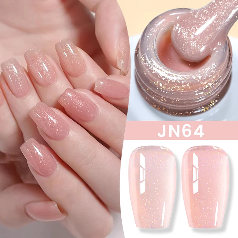 BORN PRETTY Jelly Nude Gel Nail Polish 10ml - Light Pink Peach Translucent UV Gel Varnish