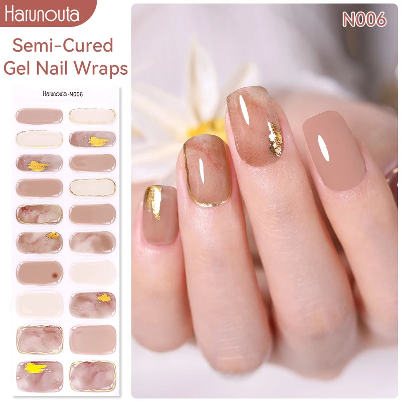 Harunouta Milky Jelly White Semi-Cured Gel Nail Wraps – 20 Tips