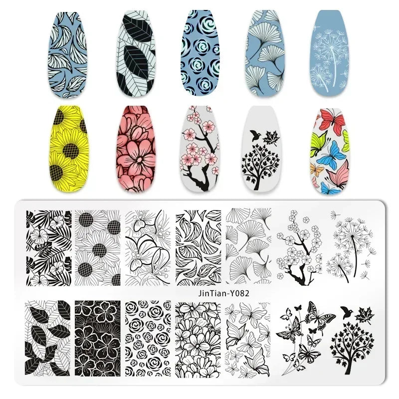 Nail Stamping Plates – Animal Prints, Letters, Hearts, Flowers & More – Stencil for Nail Art Designs