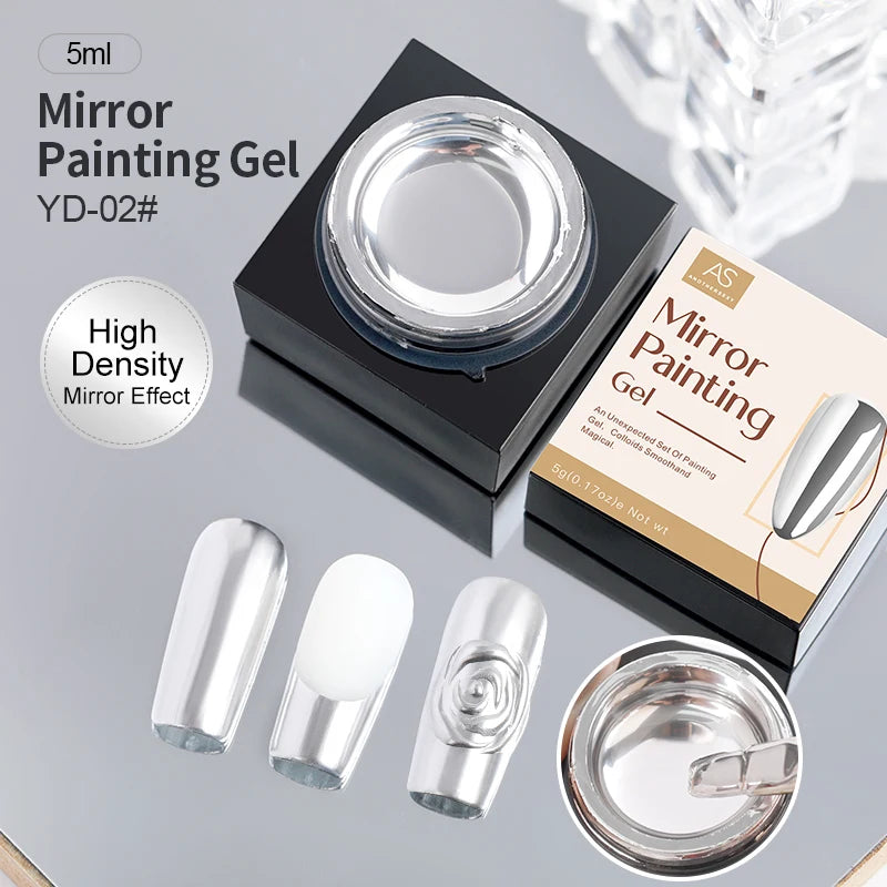 AS 5ml Silver Metallic Painting Liner Gel Polish – Super Bright Mirror Gel for French Nails