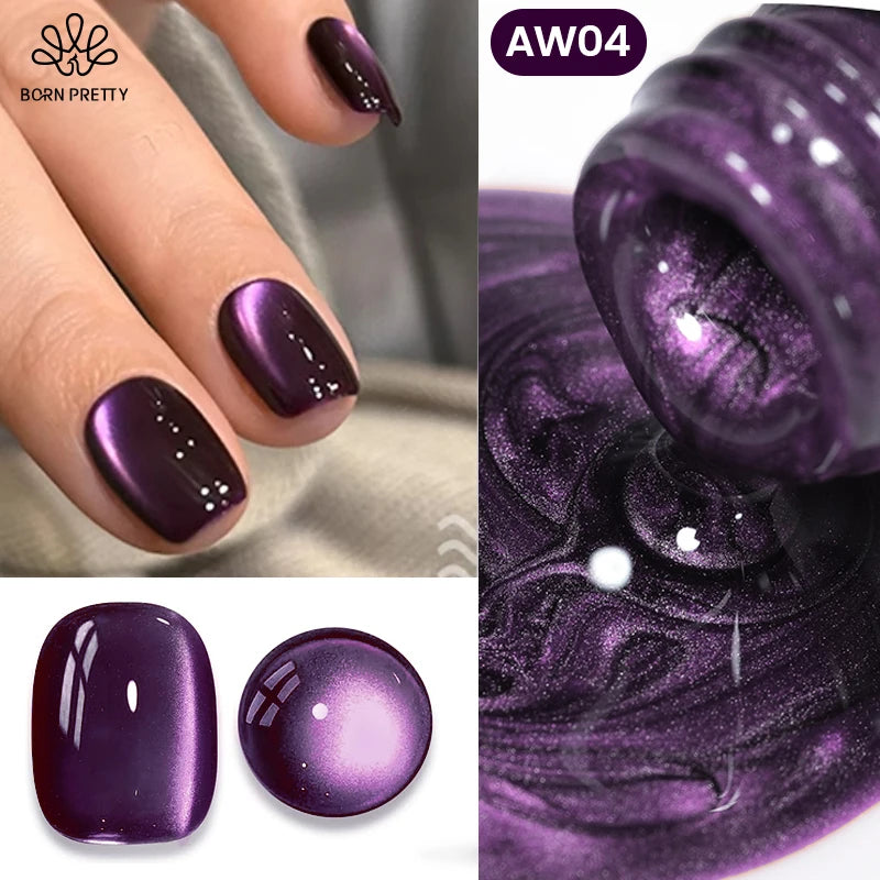 BORN PRETTY 10ml Purple Water Light Cat Magnetic Gel Polish – Soak Off UV LED Varnish