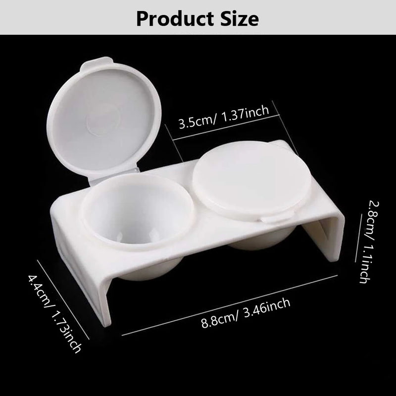 2Pcs White Acrylic Liquid Dappen Dish, Twin Cup Nail Art Pigment Holder