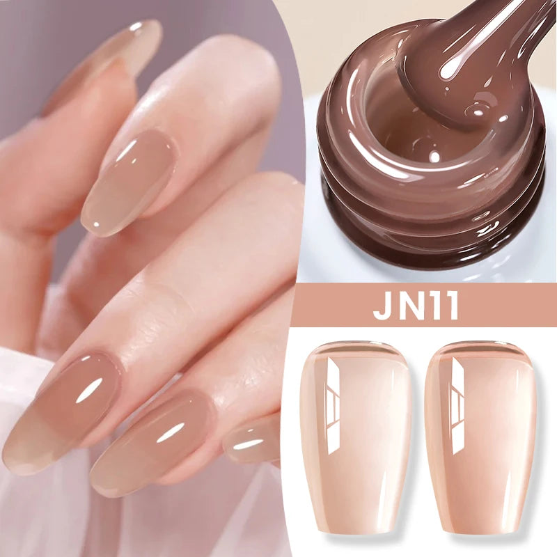 BORN PRETTY Jelly Nude Gel Nail Polish 10ml - Light Pink Peach Translucent UV Gel Varnish